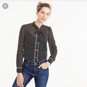 J Crew Textured Tie Neck Top NWOT